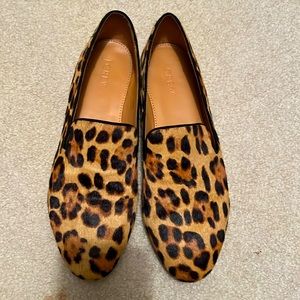 J Crew Collection Womens Leopard Calf Hair Animal Print Loafers Size 9